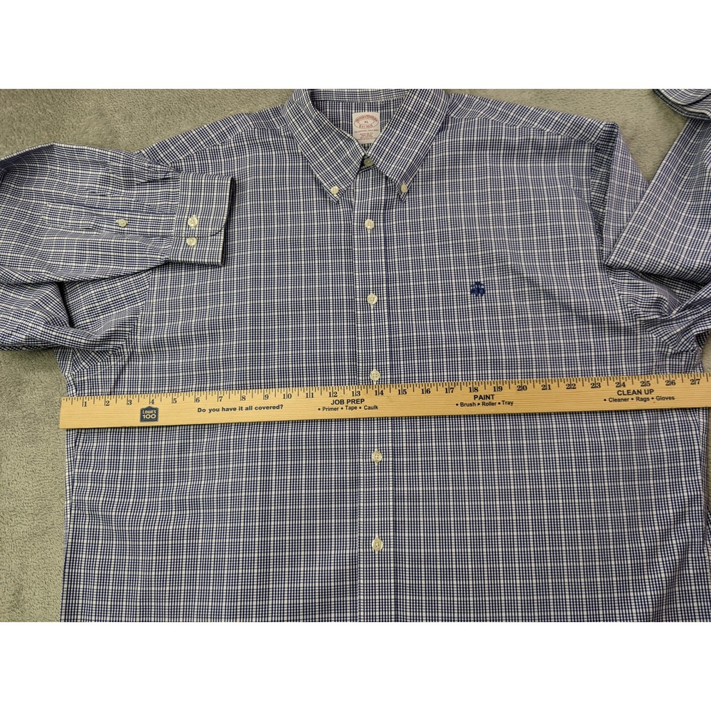 Brooks Brothers Mens XL Blue Gingham Checkered Button Down Long Sleeve Shirt - Picture 5 of 10